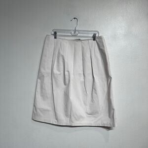 Lafayette 148 White Pleated Midi Skirt Sz 12